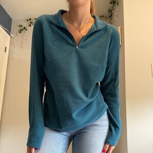 North Face Teal Fleece Quarter zip Longsleeve